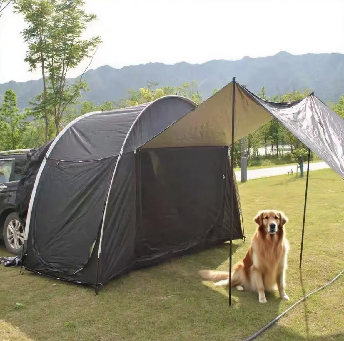 Universal SUV Car Rear Tent Waterproof Sunshade Windproof Foldable Portable Large Space Tailgate Awning Camping Travel Outdoor Gear for 3-4 People