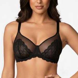 HSIA Mermaid Scales Lace Unlined Full Coverage Plus Size Underwire Bra