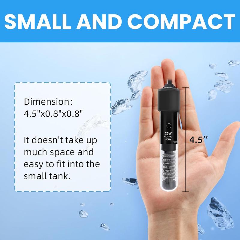 Aquarium Heater, 25W Small Betta Fish Tank Heater, Mini Preset Water Thermostat with a Thermometer Aquarium Heater, 25W Small Betta Fish Tank Heater, Mini Preset Water Thermostat with a Thermometer