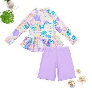 Summer 3 Piece Set Girls Swimwear 2026 Sun-Protective Quick-Drying Long Sleeve Bathing Suit Surfing Swimsuit