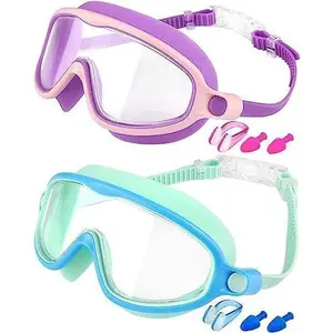Swim Goggles 2 Pack, Wide View Anti Fog&UV Swimming Goggles for Audlt, No Leaking Swim Glasses for Men Women