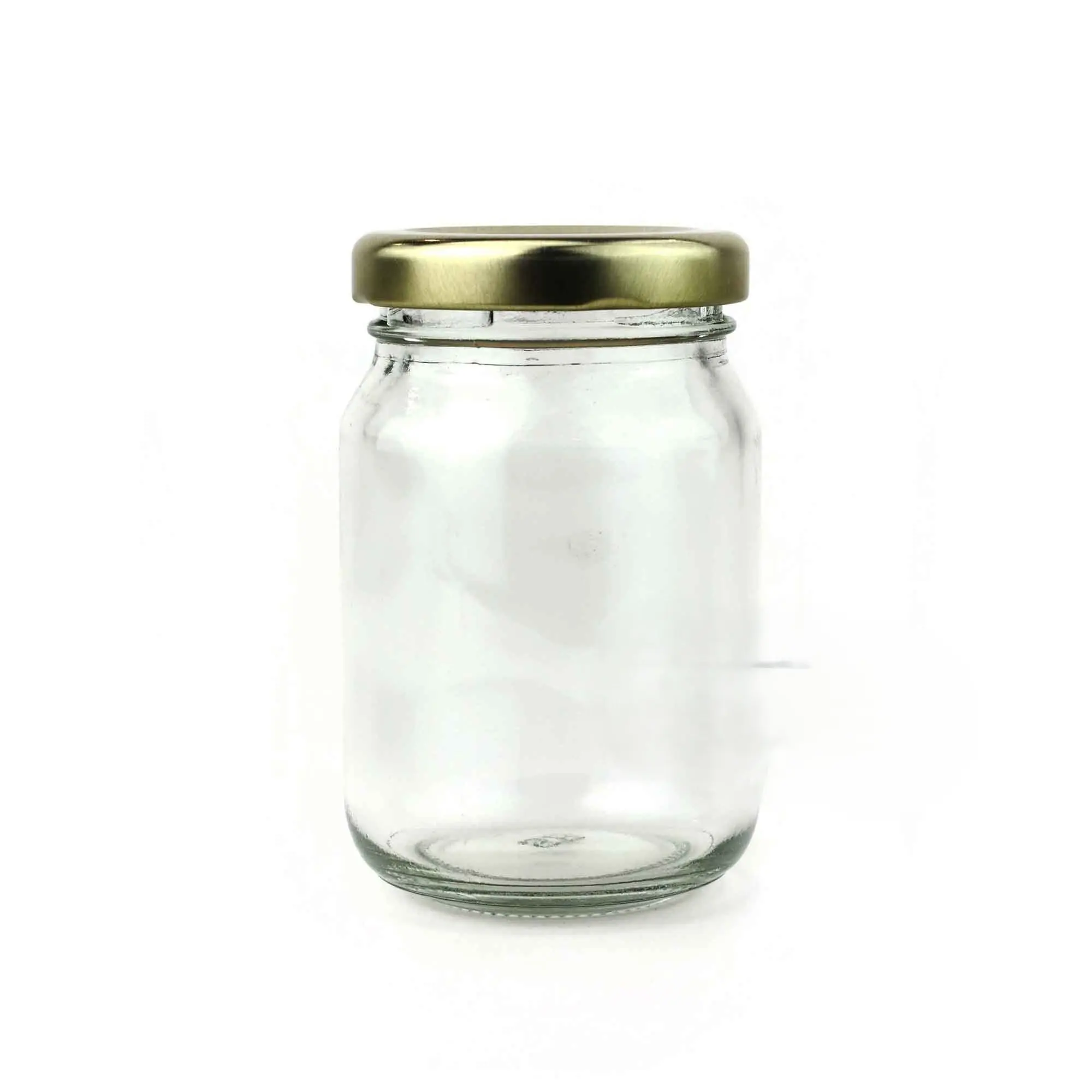 Dancing Bee Equipment Glass Cylinder Jar 125 ml Classic Gold Lid Honey Canister Organizer Case of 12 Bottles for Gifts & Wedding Favors Tin