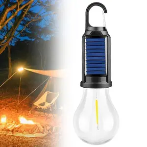Solar-Powered Camping Light Bulb – Portable LED Tent Lantern with Hook, USB & Type‑C Rechargeable, Waterproof Outdoor Lantern with 3 Lighting Modes for Hiking, Backpacking, Travel, Emergencies, Adventure, Gift for Campers