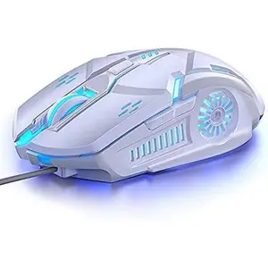 SQ-MUW002 Gaming Mouse Wired, USB Computer Mice for Game & Daily, Chroma RGB Backlit, 4 Adjustable DPI Up to 3200 DPI, Comfortable Grip Ergonomic Mice for PC, Laptop, Mac, Windows (White)