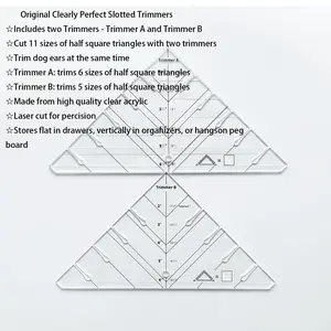 2pcs High Precision Acrylic Quilt Template Ruler, Accurate Hst Cutting, Fabric Seam Alignment, Block Building, Professional Quilting Tool