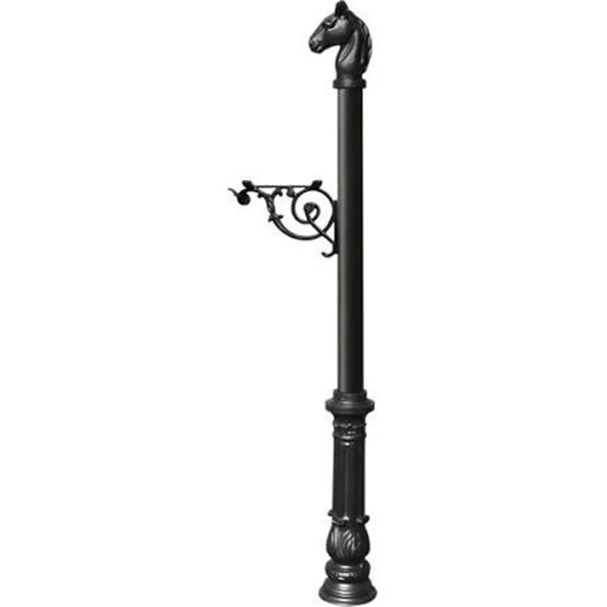 Lewiston LPST-701-E1-BL E1 Economy Mailbox System with Ornate Base & Horsehead Finial, Black