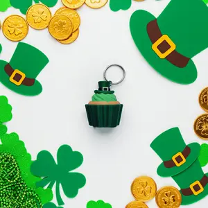 3D Printed St Patrick's Day Cupcake Fidget Clicker Keychain