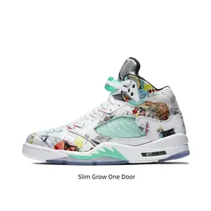 Full Comic Print High Top Basketball Sneakers White Base Mint Green Mesh Graphic Flame Outsole Air Cushion Street Kicks