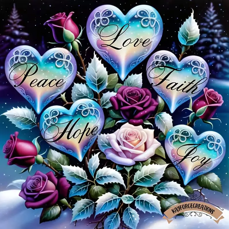 DIY 5D Diamond Painting Kit Diamond Pattern Design Winter Heart Rose Theme Full Drill Mosaic Craft, Home Wall Decor Gift, Handmade Gifts, Model_xinghao z120