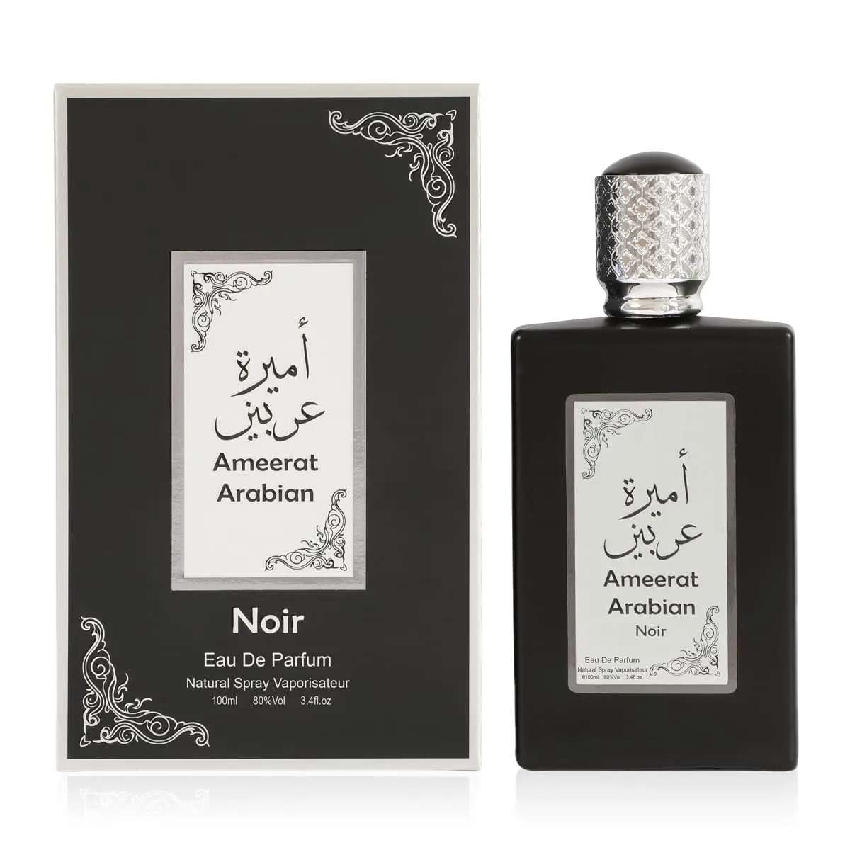 Ameerat Arabian Noir Eau de Parfum for Men – Fresh Spicy Aromatic Floral Perfume – Layering Scent – 100ml / 3.4 fl oz