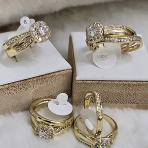 # 0055 Anillos de matrimonio adiamantados Elegantes gold Plated high quality 14k