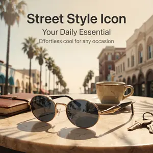 Women's Trendy Retro Small Oval Frame Sunglasses, Cute Daily Outdoor Eyewear with Glasses Case & Soft Pouch, Casual Fashion Shades for Driving, Hiking,fishing,free shipping only