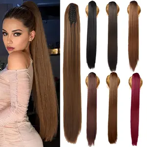 30 Inch Claw Clip Ponytail Extensions Long Straight Ponytails Hairpieces Synthetic Hair Pony Tails Extension Clip in Hair piece for Women Girls Daily Use