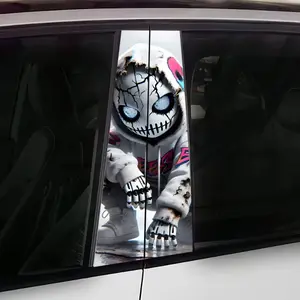 Two Cool Punk-Style Vinyl Car B-Pillar Decals, Self-Adhesive, Semi-Matte, Waterproof, Easy to Apply, Suitable for Glass And Metal Surfaces, Elongated Shape, for One-Time Use