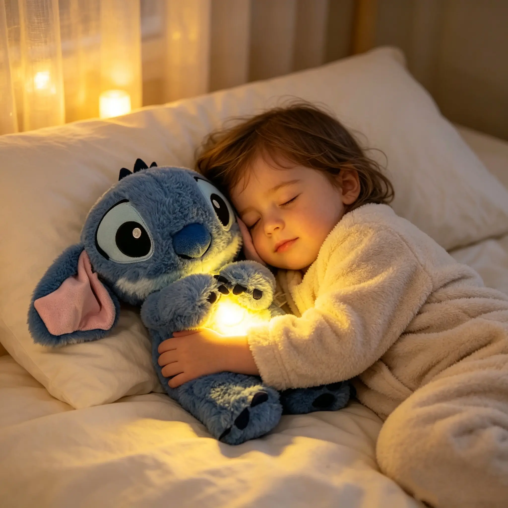 Disney Stitch Breathing Plush Toy 11 Inch Soft Doll For Home Decoration And Kids Sleep Time Buddy (Batteries Not Included)