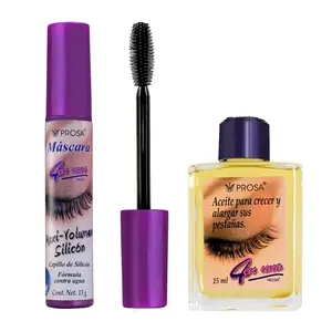 PROSA Mascara and Lash Oil Bundle –  Maxi Volumen Silicon + Aceite Para Pestanas - Volumizing Mascara, Eyeliner, and Clear Mascara, Lash growth Makeup Eyelash