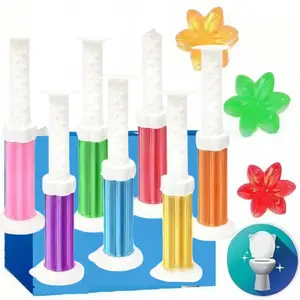 Toilet Gel Stamp, 7 Pack 84 Floers Toilet Stamps,Toilet Bowl Stamp Gel, Toilet Gel Refills, Toilet Refresh Flower Scent Gel, Includes Dispenser and Gel, 7 Pack/set Last for seven Month