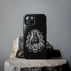 Santa Muerte Mexican Floral Saint Death Santeria, iPhone 16 15, 14, 13, Pro Max Tough iPhone Glossy Mobile Phone Case Protection Gift