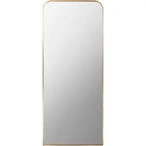 Aranya Soft Corner Aluminum Frame Floor Mirror, Gold, 28"H x 67"W