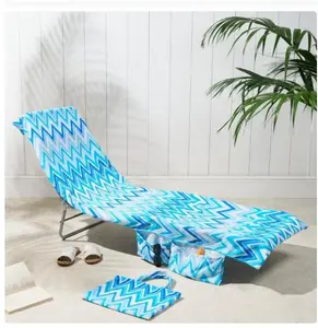 Reversible Beach Chair Cover with Side Pockets, Lightweight Quick-Dry Foldable Design, Ideal for Sun Loungers & Poolside Use, Size 75x210cm