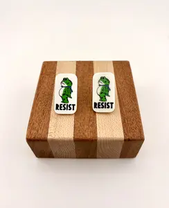 Portland Frog Resist Badge Reel Pin and Charm 3D Printed Protest Accessory for Activists and Protesters