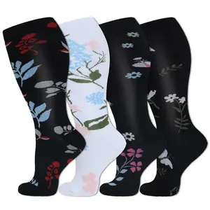 Compression Socks 4 Pairs Plus Size For Women & Men(15-20mmhg),Breathable, Soft And Supportive,Supports Legs For Running、Standing、Walking、Travel
