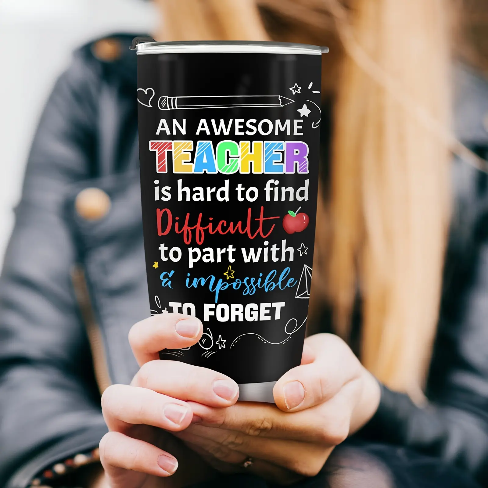 Teacher Nutrition Facts 20oz Tumbler Unique Teacher Appreciation Gift from Students Stainless Steel Insulated Coffee Mug Christmas or Birthday Present for Teacher Vacuum Cup