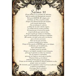 2D Flat 1pc  8*12 in 'Salmo 91’ Vintage Metal Sign| Spanish Psalm Wall Decor for Christian Homes & Spiritual Spaces