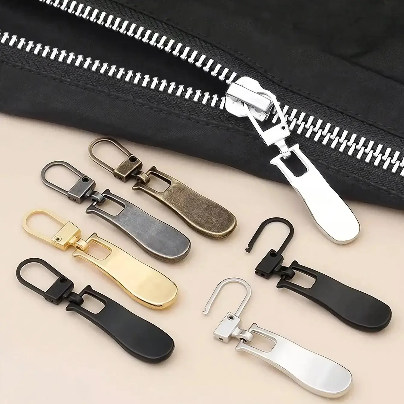 Detachable Zipper Head, 5 Counts Replacement Zipper Slider, Zipper Repair Kit, Sewing Accessories for Clothes, Bags, Jackets, Coats, Easy Remove, Versatile Use, Five Count Set