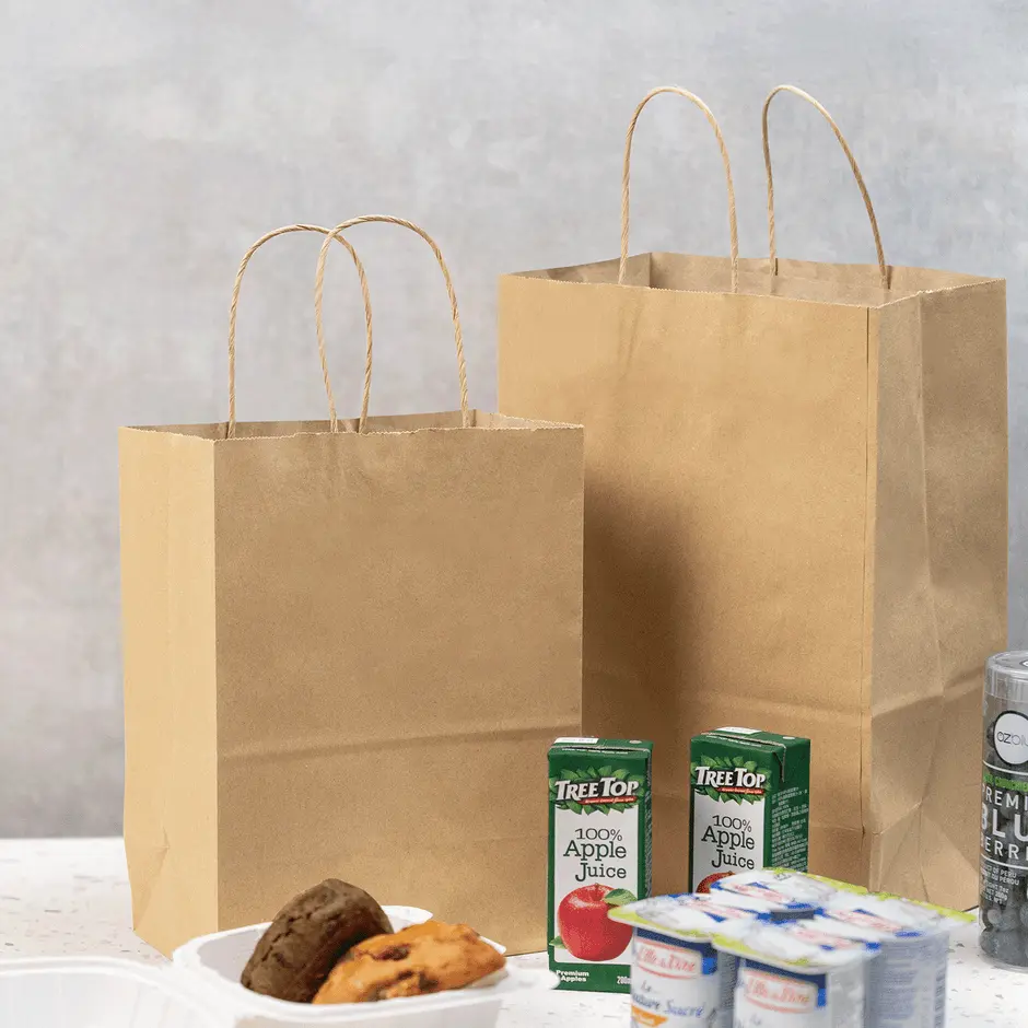 Karat Paper Shopping Bags, Kraft and White, Multiple Sizes