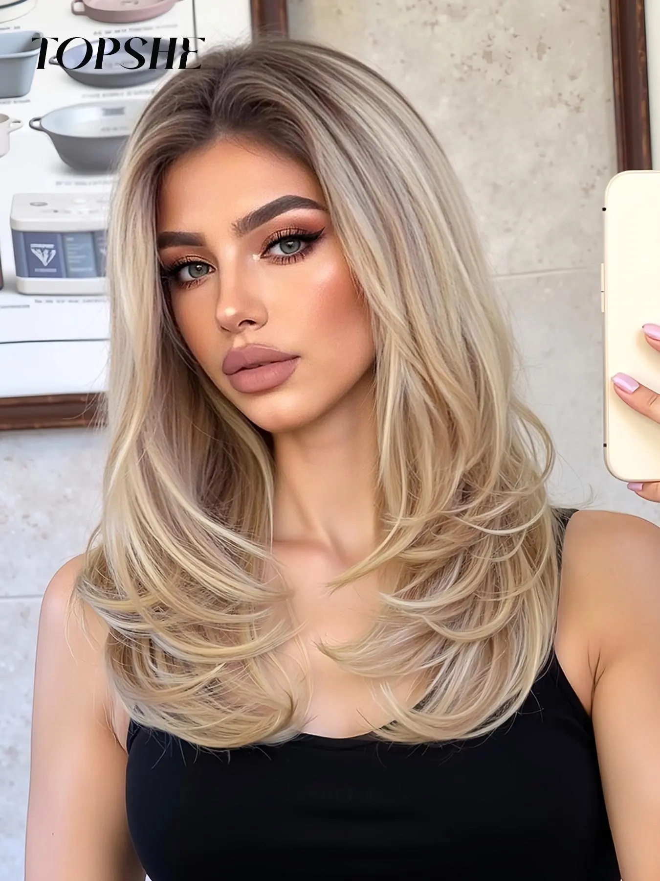 18 Inch Long Straight Wigs for Women, Gorgeous Fluffy Wigs without Bangs, Synthetic Lace Front Wigs for Party, Daily Use