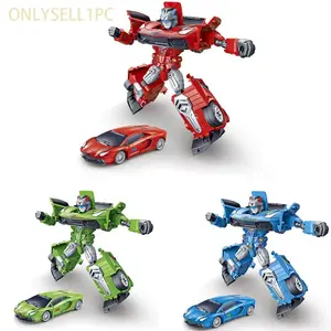 Mini Transformable Robot Model Toy, Comic Brothers Anime Transformation, Inertial Police Car Mech Gift, 1pcs