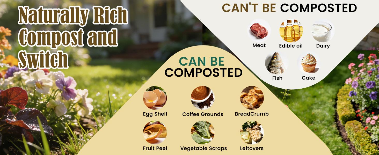 AOSION Countertop Compost Bin Kitchen,Odorless Indoor Compost Bin with Lid,Farmhouse Composter Container for Food Waste,Includes 2 Carbon Filters, Small Compost Bucket,Trash Bags (Modern, Yellow)