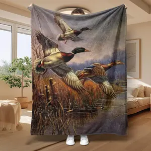 Wild Duck Pattern Blanket, Soft Throw Blanket, Soft Cozy Blanket, Air-conditioned Room Blanket, Warm Nap Blanket for Home & Office