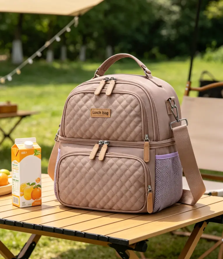 Lunch Bag for Women,Dual Compartment Lunch Tote for Work,Insulated Leakproof Large Lunchbox Lunch Cooler for Men, Women, Zipper Lunchbag for Hiking,Picnic,Beach