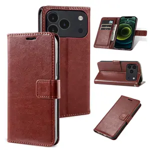 Flip Cover Phone Case for iPhone 17pro Max/11/12/13/14/15/16 Pro Max/plus/air, Card Slot, Cash Compartment, Leather Look, Military Grade Drop Proof
