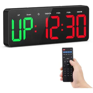 Gym Timer Clock Large Display 12" LED Exercise Workout Interval Timer with Remote for Boxing Tabata FGB EMOM Countdown Up Stopwatch for Sports Home Gym Yoga Garage Office Classroom