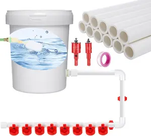 Automatic Chicken Waterer System - Complete Set Pipeline Float Valve Controlled Chicken Water Nipples Cups Feeder Kit with 1/2" PVC Pipes Tee Fittings, Poultry Chicken Watering System Quail Duck