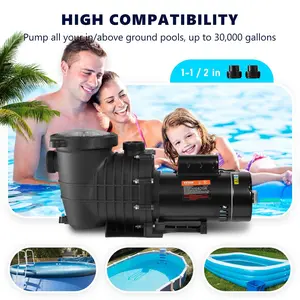 VEVOR Pool Pump 1.5HP 230V, Variable Dual Speed Pumps 1100W for Above Ground Pool, Powerful Self-priming Pump w/ Strainer Filter Basket, 5400 GPH Max. Flow, Energy Saving Swimming Pool Pump