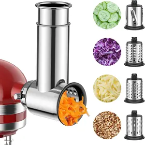 Stainless Steel Slicer Shredder & Cheese Grater Attachment for  Stnad Mixer - 4  Salad Maker with Grinding  Function by
