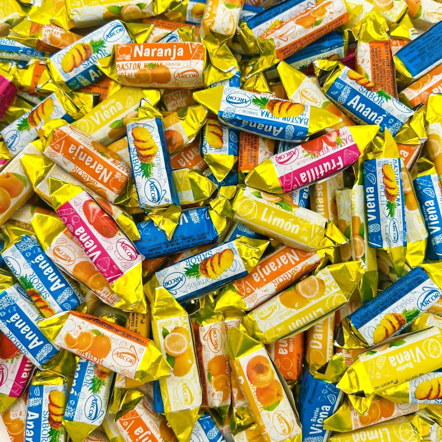 Arcor Vienna Fruit Filled Hard Candy | 1 Pound Bag | Bon Bons Candy with Strawberry, Apricot, Pineapple, Lemon, Orange Flavors | Individually Wrapped Fruit Hard Candies