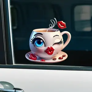 1pc Lip Coffee Cup Sticker, Unique Lip Design, Self-Adhesive Vinyl Decal, Easy Installation, No Residue, Suitable for Cars Trucks Vans Laptops, Best Gift