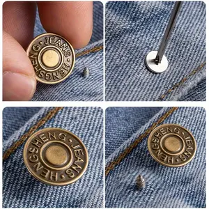 12 Piece Denim Button Set, Portable Adjustable Detachable Sewing-Free Metal Buttons, Clothing Accessories for Jeans and Fabrics