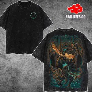 [realitees.go] Retro Vintage Souls Dark Souls III Oversized Washed T-Shirt 100% Premium Cotton Classic Fit Menswear Top Soft Durable Black Seamless Tshirt