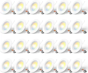 Amico 24 Pack 5/6 inch 5CCT LED Recessed Lighting, Dimmable, 12.5W=100W, 950LM, 2700K/3000K/4000K/5000K/6000K Selectable, Retrofit Can Lights with Baffle Trim, IC Rated - ETL & FCC, White