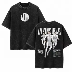 Invincible Viltrumites Vintage Washed Graphic Tee, Oversized Black Unisex T-Shirt "We Are Without End" Streetwear