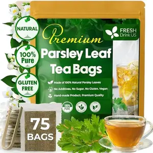FreshDrinkUS, Premium Parsley Leaf Tea Bags, 100% Natural & Pure from Parsley Leaves. Loose Leaf Parsley Herbal Tea. Made with Natural Material Tea Bags. No Sugar, No Caffeine, No Gluten, Vegan.