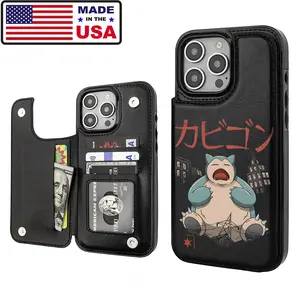 Kaiju Snorlax Pokemon Aesthetic Design Pattern Casing For lphone 17 16 1514 13 12 Plus Pro Max Samsung 22 23 24 25 Haunt MobilePhone Case TPU Pu Leather Card Holder Drop ProtectionShockproof Anti-scratch Smartphone Cover