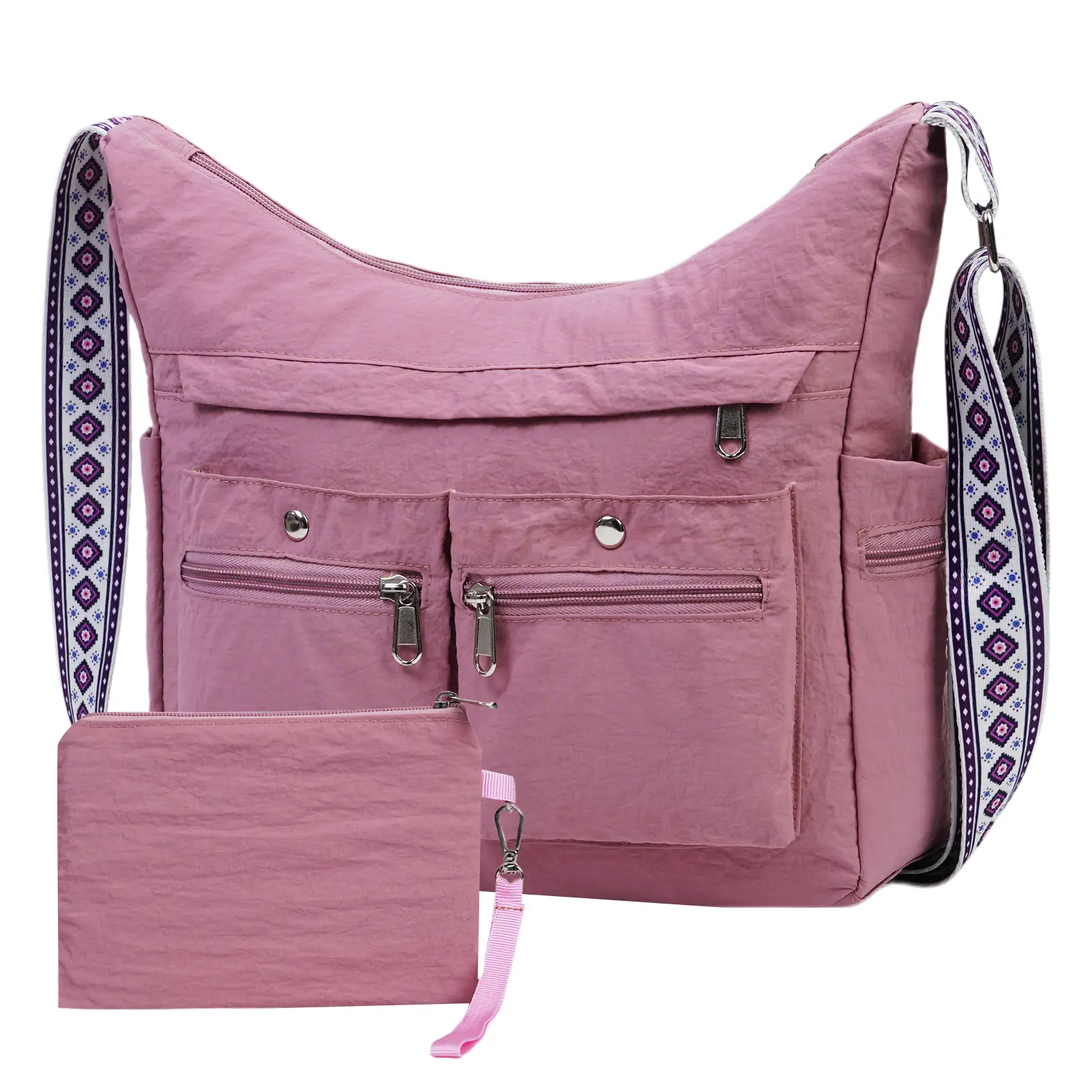 2-Piece Lightweight Nylon Tote Set | Women's Multi-Pocket Crossbody & Shoulder Bags – Perfect for Daily Use, Work, Travel, Shopping & Outdoor
