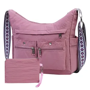 2-Piece Lightweight Nylon Tote Set | Women's Multi-Pocket Crossbody & Shoulder Bags – Perfect for Daily Use, Work, Travel, Shopping & Outdoor